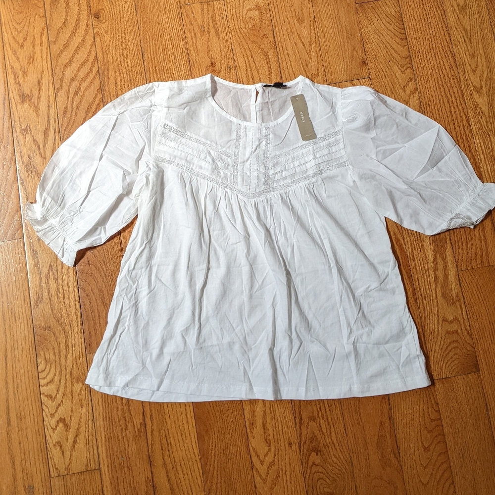 * J.Crew Puffed Sleeve Woven Lace Top, New
